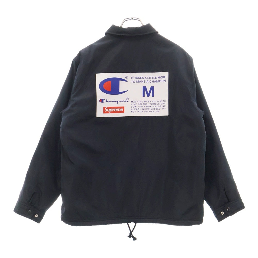 SUPREME(シュプリーム) 18AW×Champion Label Coaches Jacket ビッグラベル 裏ボア コーチジャケット ブラック