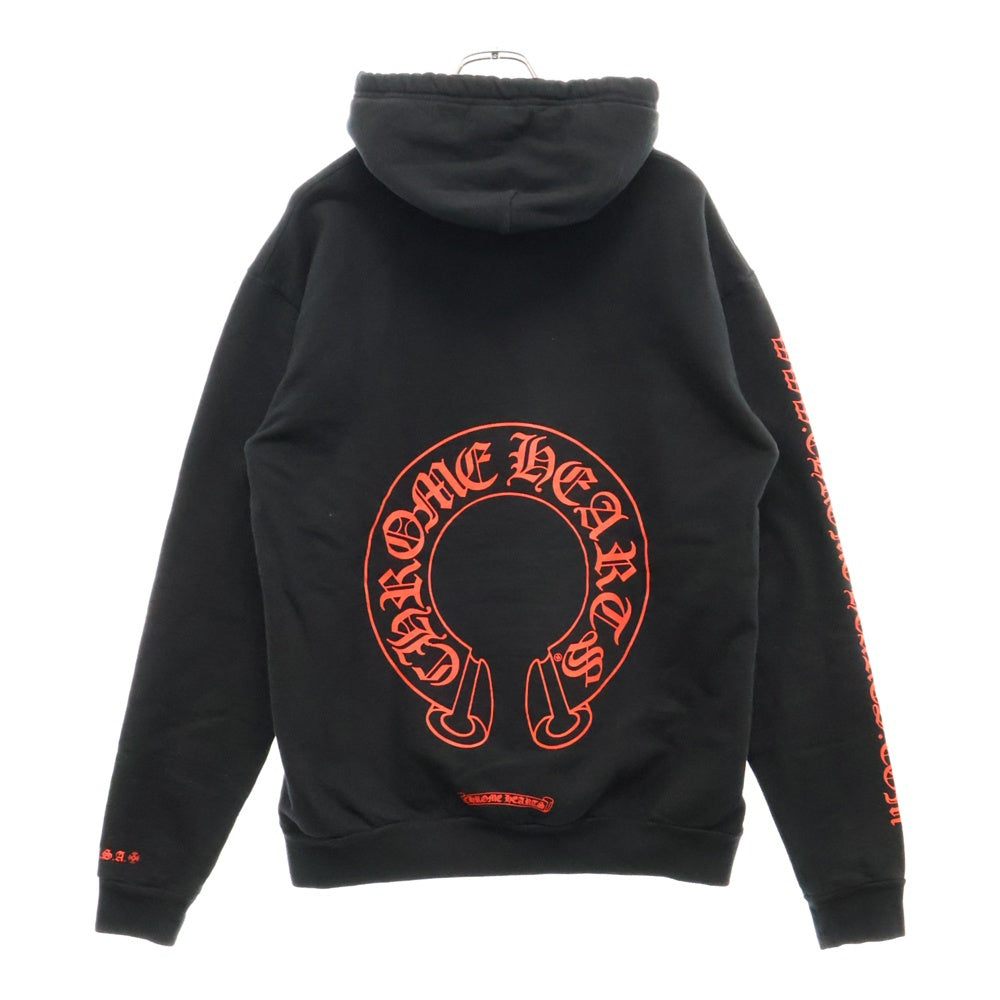 CHROME HEARTS(クロムハーツ) WWW CHROMEHEARTS COM HOODIE オンライン限定 ホースシュー プリント プルオーバーパーカー ブラック/レッド
