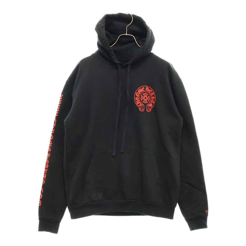 CHROME HEARTS(クロムハーツ) WWW CHROMEHEARTS COM HOODIE オンライン限定 ホースシュー プリント プルオーバーパーカー ブラック/レッド