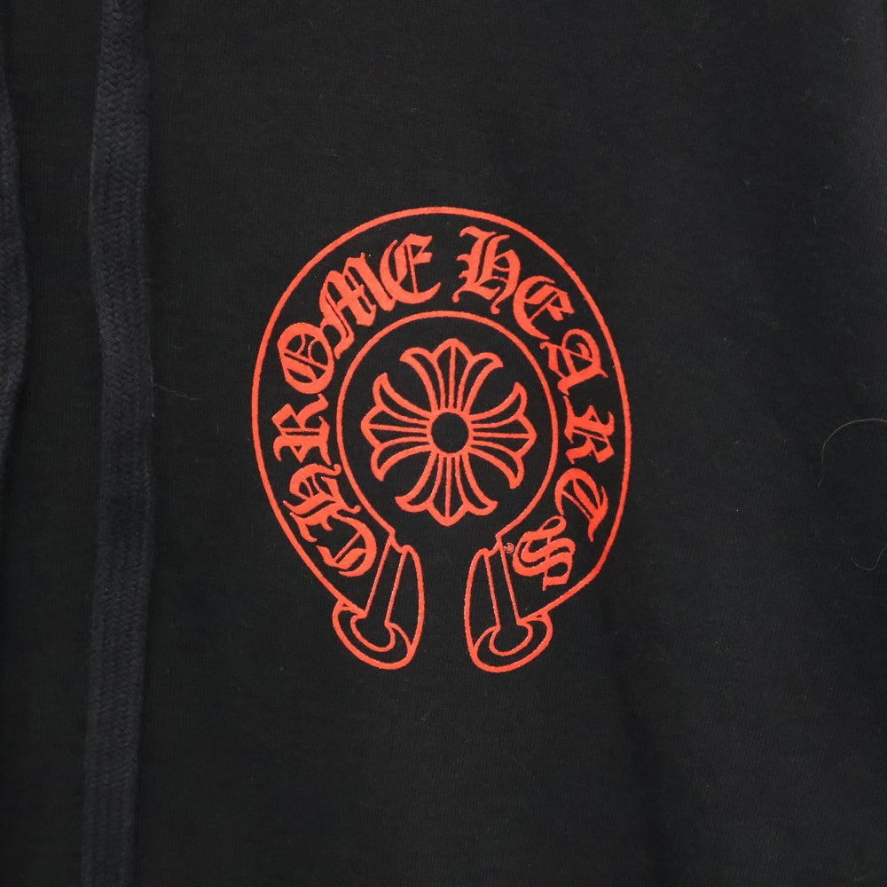 CHROME HEARTS(クロムハーツ) WWW CHROMEHEARTS COM HOODIE オンライン限定 ホースシュー プリント プルオーバーパーカー ブラック/レッド
