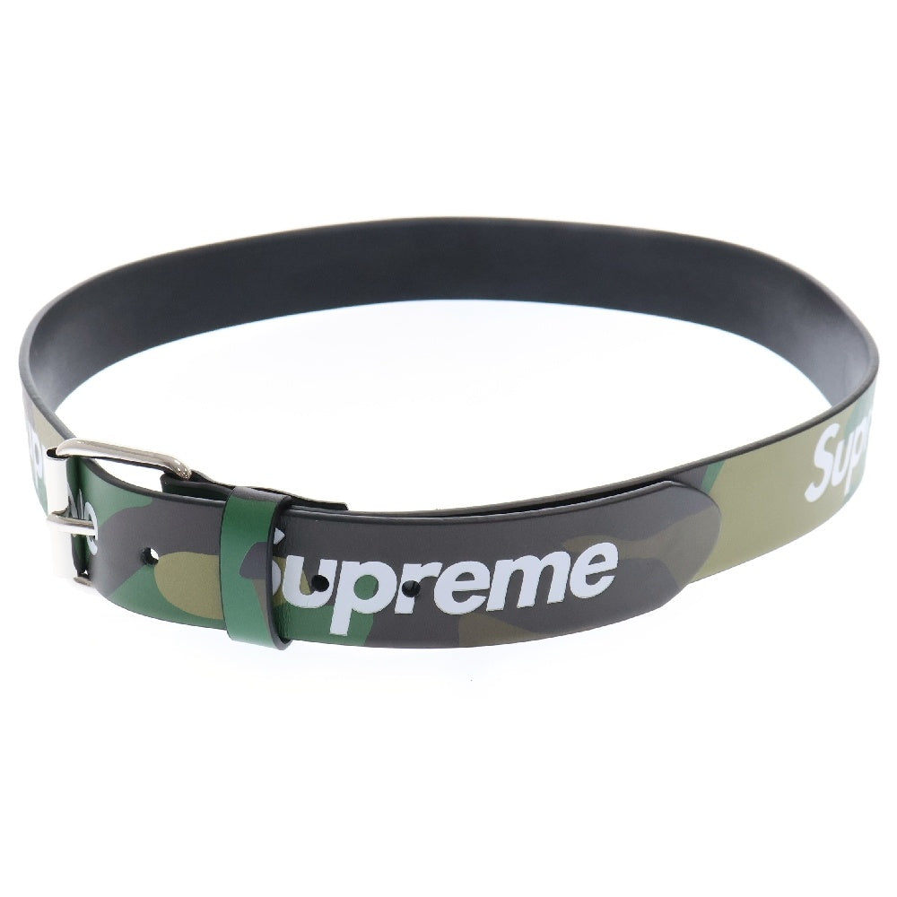 SUPREME(シュプリーム) Repeat Lether Belt リピートレザーベルト カーキ