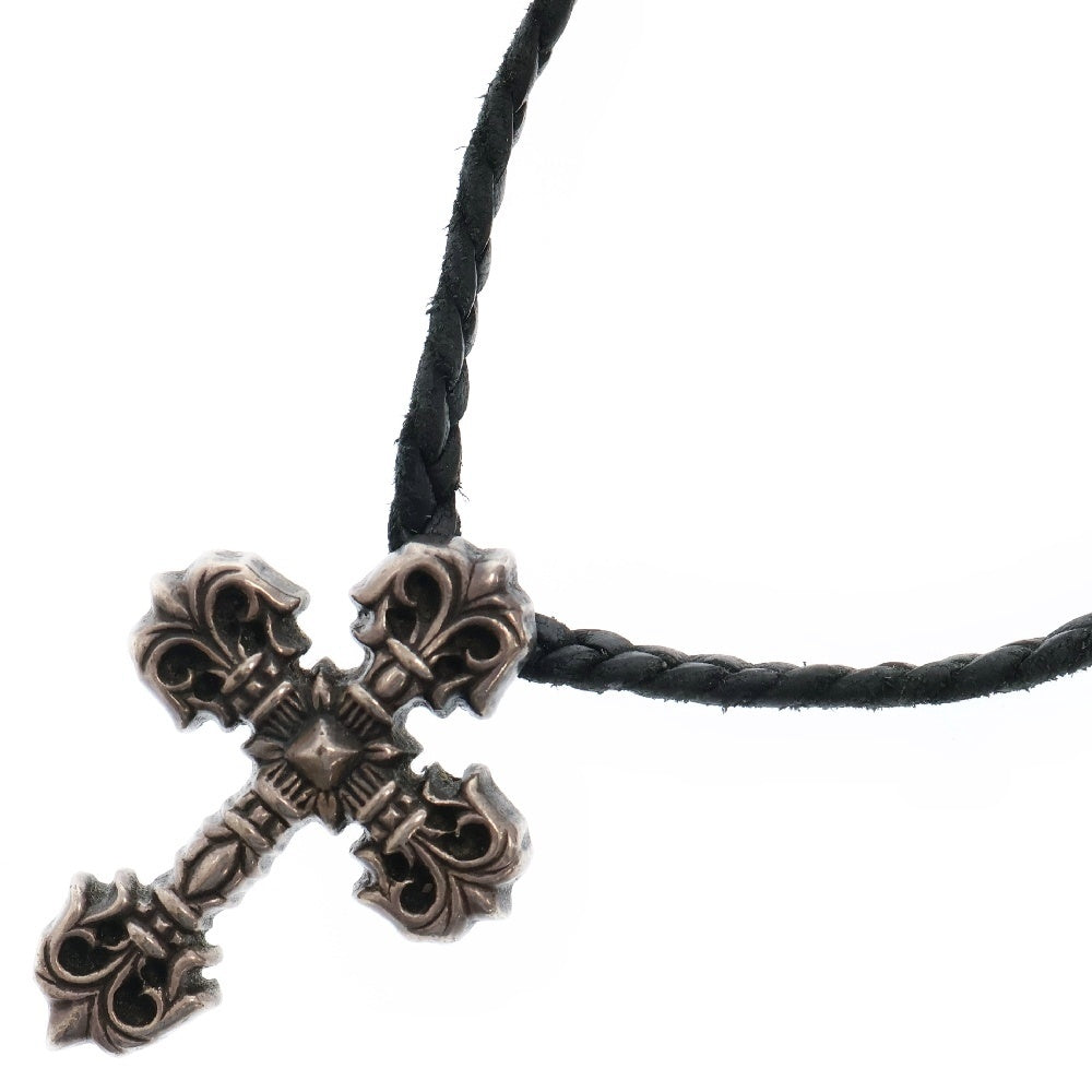 CHROME HEARTS(クロムハーツ) FILIG CROSS-XSM LB フィリグリークロスXS wレザーブレイド シルバーネックレス