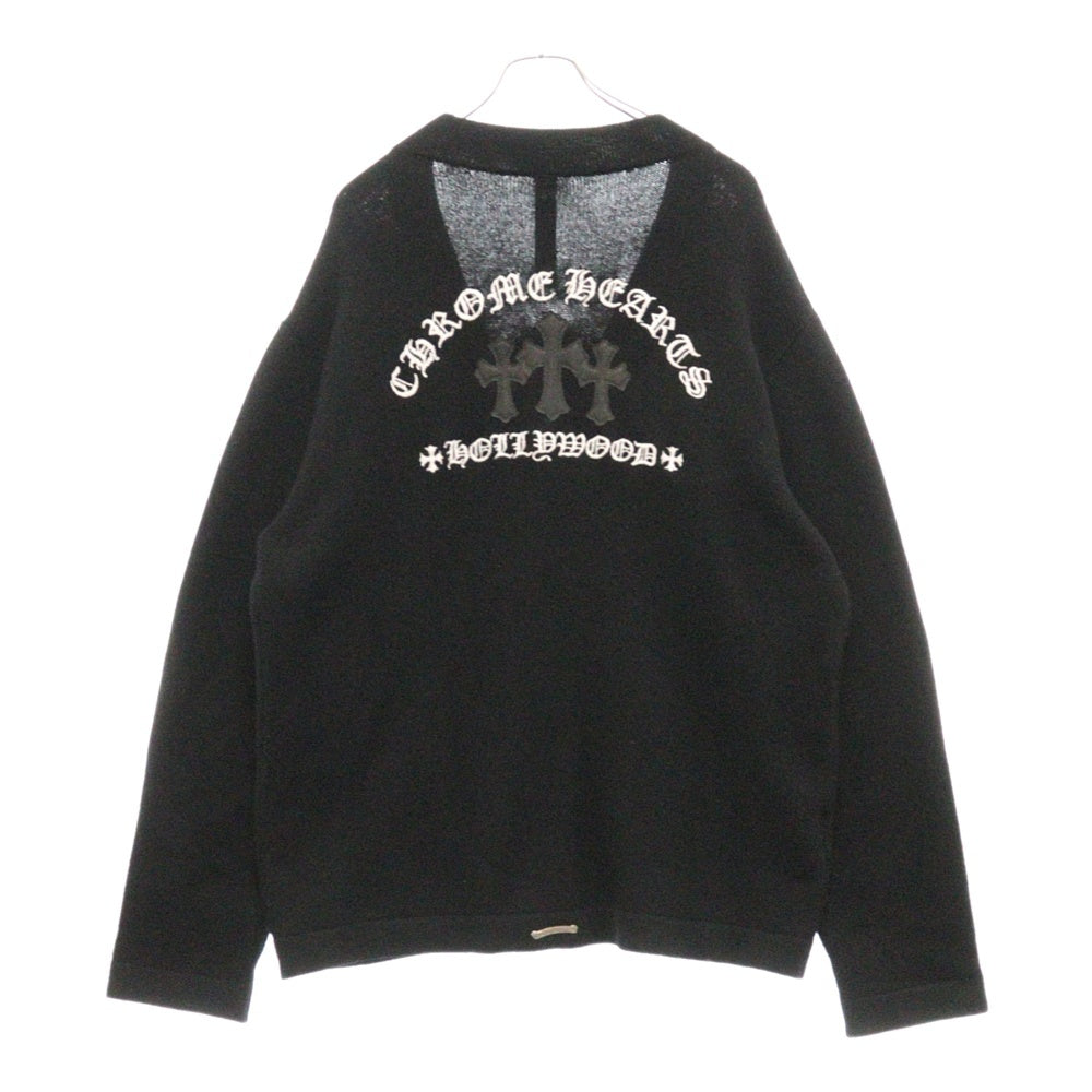 CHROME HEARTS(クロムハーツ) SAILIN ON CARDIGAN クロスパッチ付き バック刺繍 カシミアニット カーディガン ブラック
