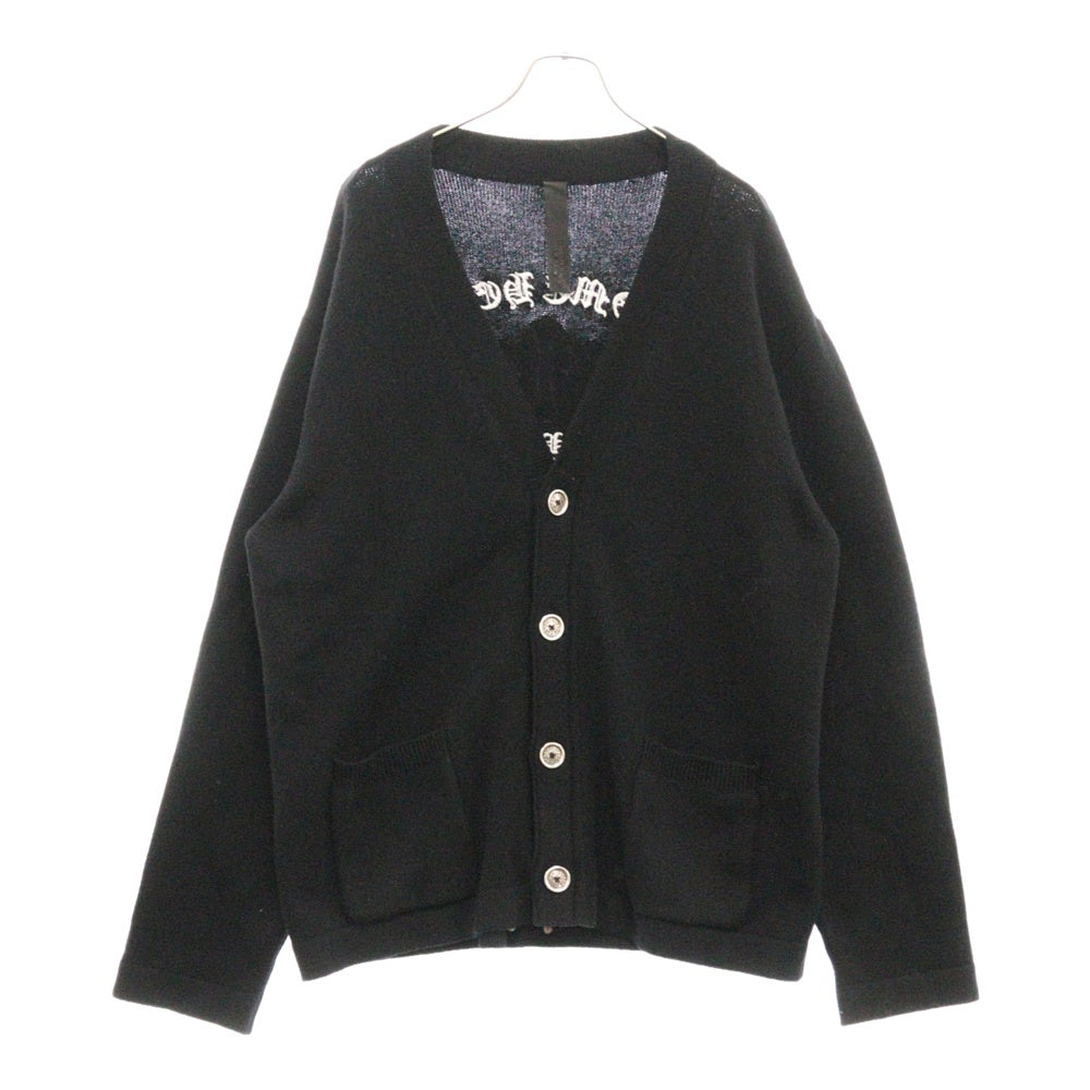 CHROME HEARTS(クロムハーツ) SAILIN ON CARDIGAN クロスパッチ付き バック刺繍 カシミアニット カーディガン ブラック