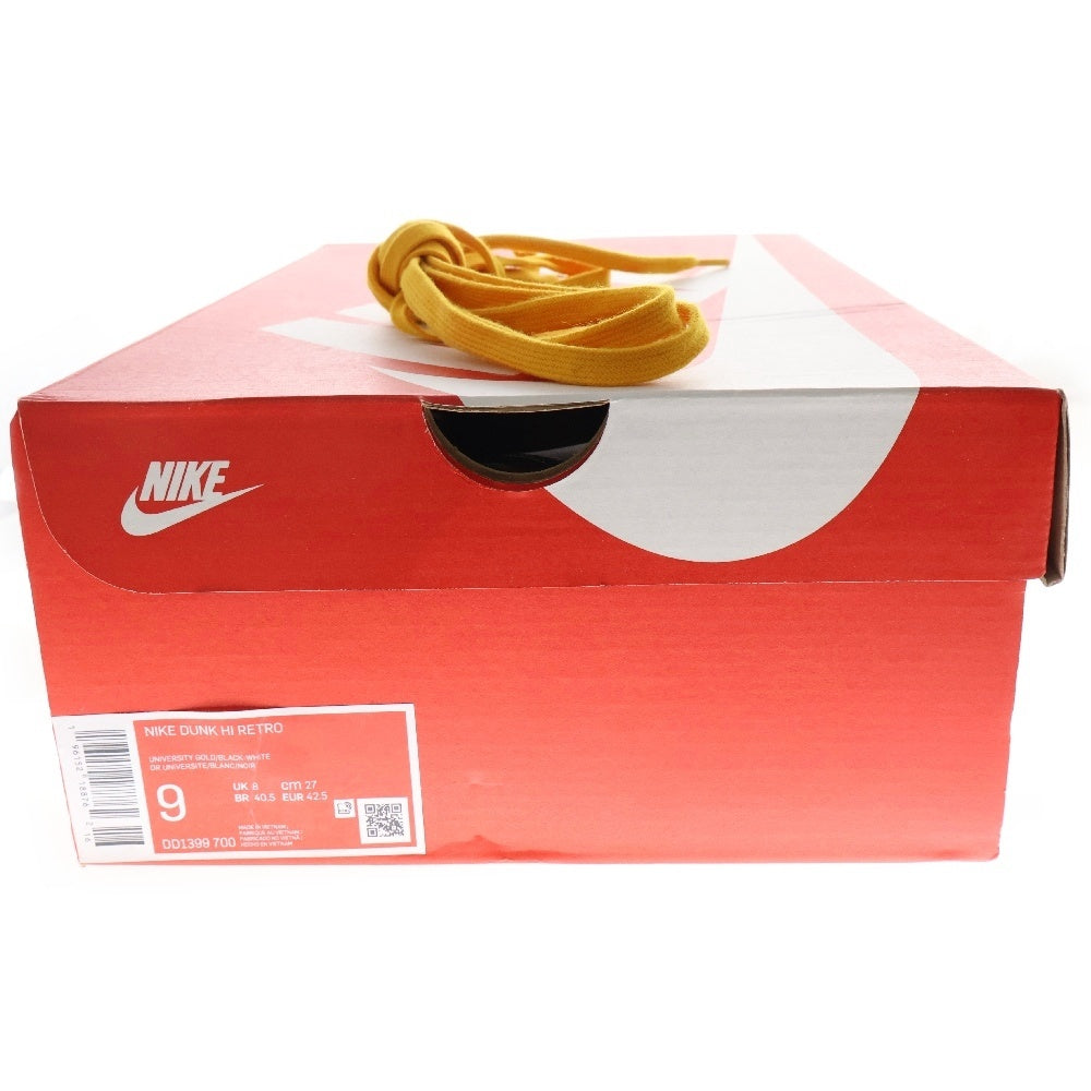 NIKE(ナイキ) DUNK HIGH RETRO UNIVERSITY GOLD AND BLACK ダンク ユニバーシティ ハイカットスニーカー イエロー/ブラック US9/27.0cm DD1399-700