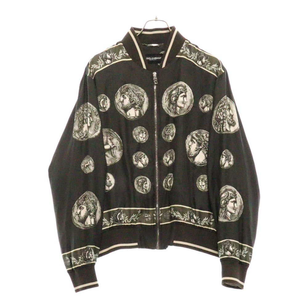 DOLCE & GABBANA(ドルチェアンドガッバーナ) Silk Bomber Jacket With Monete Pattern 総柄 ボンバージャケット ブラック G9AKOT HI1LK B