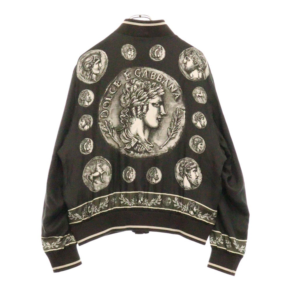 DOLCE & GABBANA(ドルチェアンドガッバーナ) Silk Bomber Jacket With Monete Pattern 総柄 ボンバージャケット ブラック G9AKOT HI1LK B