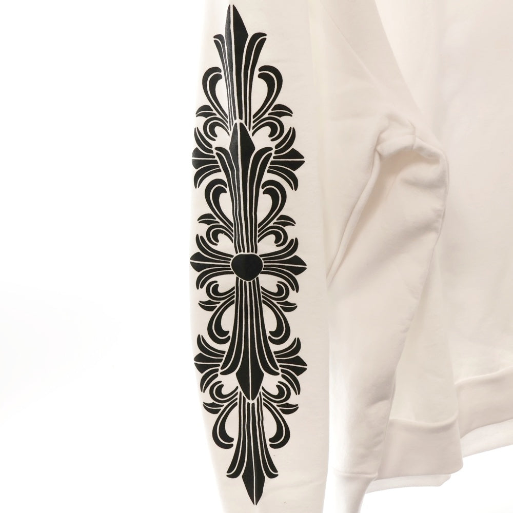 CHROME HEARTS(クロムハーツ) Horseshoe Crewneck Sweatshirt ホースシュープリント 袖フローラル クルーネックスウェットトレーナー ホワイト