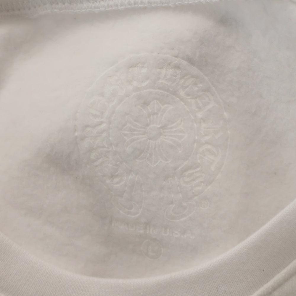 CHROME HEARTS(クロムハーツ) Horseshoe Crewneck Sweatshirt ホースシュープリント 袖フローラル クルーネックスウェットトレーナー ホワイト