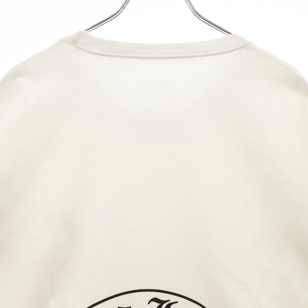 CHROME HEARTS(クロムハーツ) Horseshoe Crewneck Sweatshirt ホースシュープリント 袖フローラル クルーネックスウェットトレーナー ホワイト