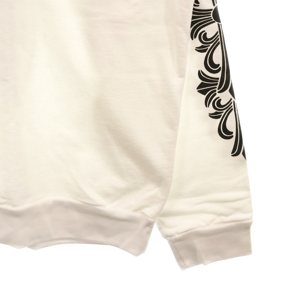 CHROME HEARTS(クロムハーツ) Horseshoe Crewneck Sweatshirt ホースシュープリント 袖フローラル クルーネックスウェットトレーナー ホワイト