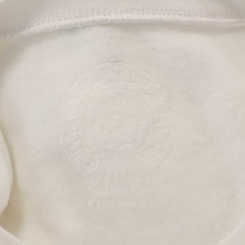 CHROME HEARTS(クロムハーツ) Horseshoe Crewneck Sweatshirt ホースシュープリント 袖フローラル クルーネックスウェットトレーナー ホワイト