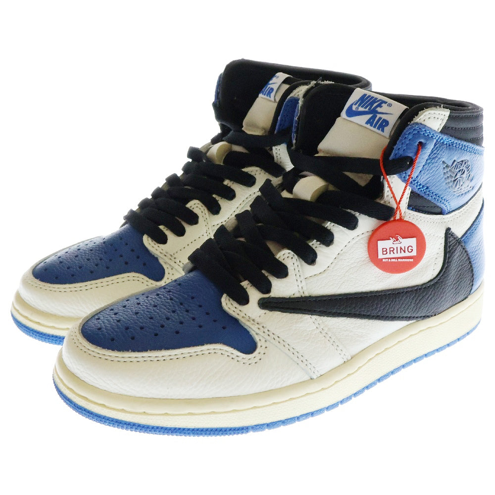NIKE(ナイキ) ×TRAVIS SCOTT ×FRAGMENT AIR JORDAN 1 RETRO HIGH OG SP MILITARY BLUE DH3227-105 ハイカットスニーカー ブルー/ホワイト/ブラック US6/24cm
