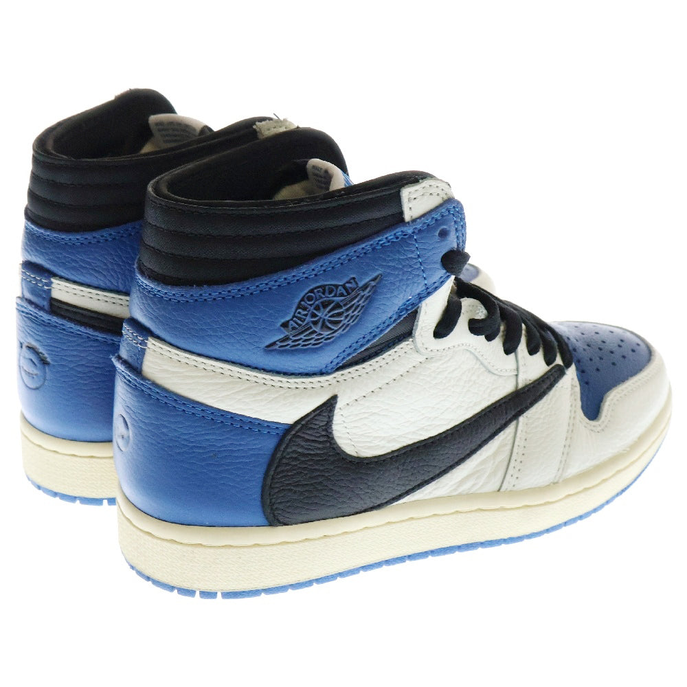 NIKE(ナイキ) ×TRAVIS SCOTT ×FRAGMENT AIR JORDAN 1 RETRO HIGH OG SP MILITARY BLUE DH3227-105 ハイカットスニーカー ブルー/ホワイト/ブラック US6/24cm