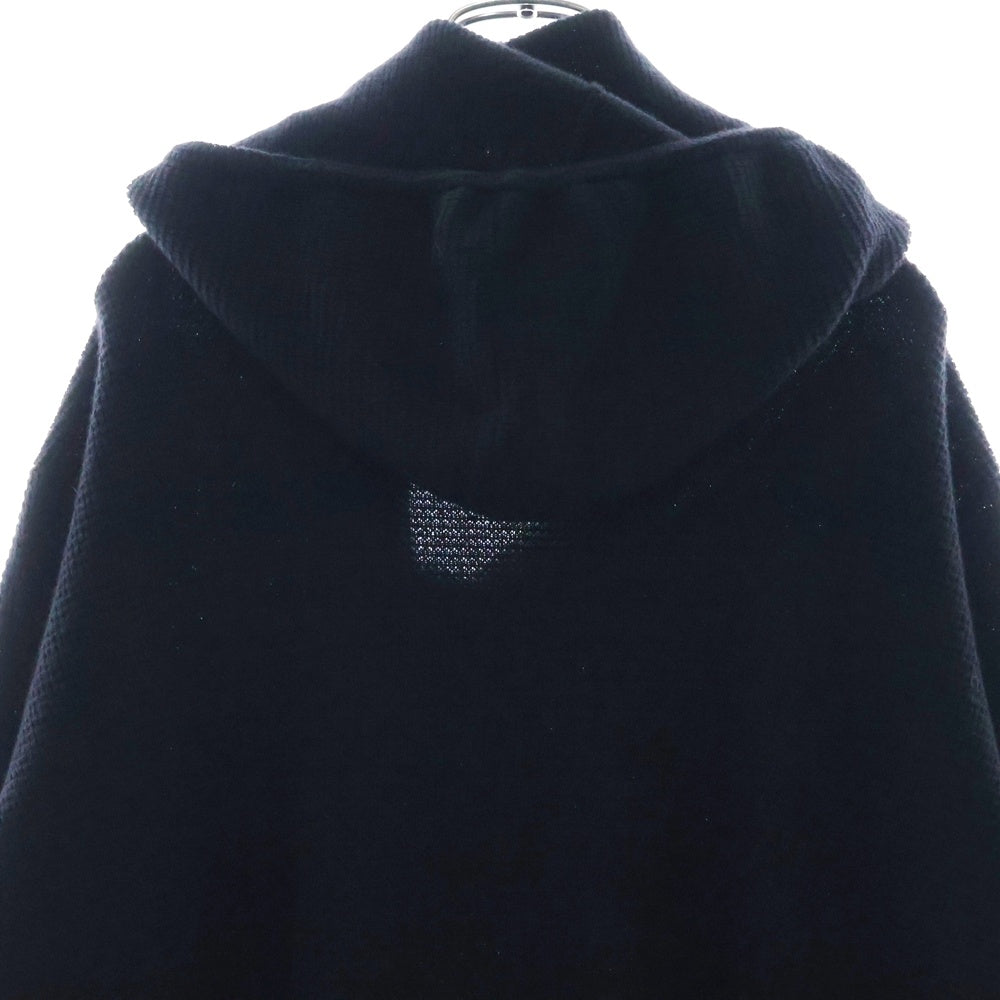 CHROME HEARTS(クロムハーツ) レザー クロスパッチ カシミヤ ニット プルオーバーパーカー ブラック