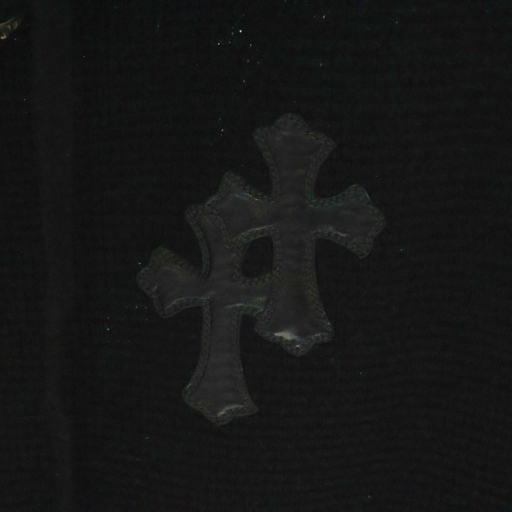 CHROME HEARTS(クロムハーツ) レザー クロスパッチ カシミヤ ニット プルオーバーパーカー ブラック