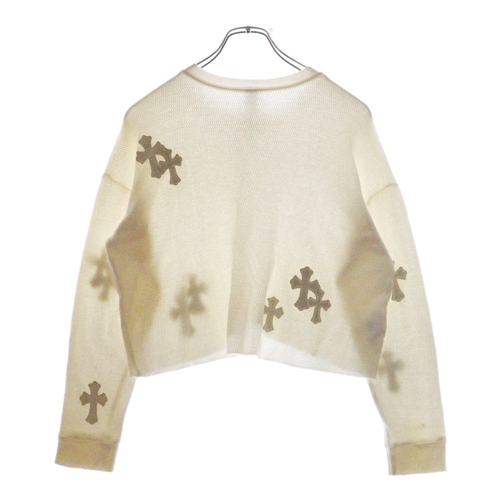 CHROME HEARTS(クロムハーツ) Y NOT Thermal Cropped L/S Tee ワイノット サーマル クロスパッチ クロップド 長袖カットソー レディース ホワイト