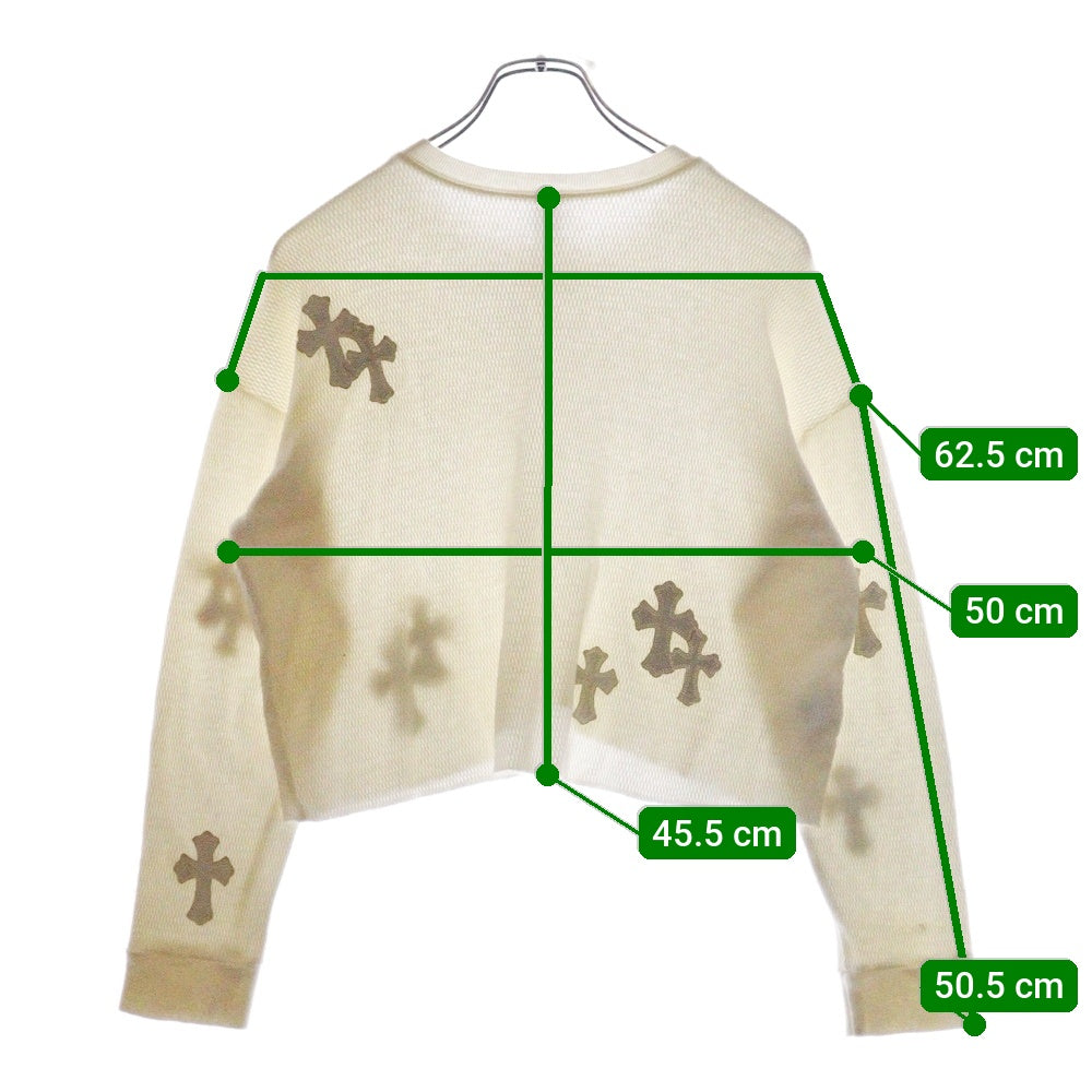 CHROME HEARTS(クロムハーツ) Y NOT Thermal Cropped L/S Tee ワイノット サーマル クロスパッチ クロップド 長袖カットソー レディース ホワイト