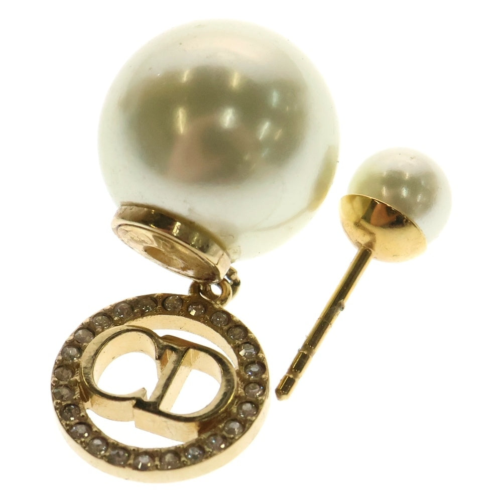 Christian Dior(クリスチャンディオール) Tribales CDロゴ ラインストーン パール ピアス ゴールド