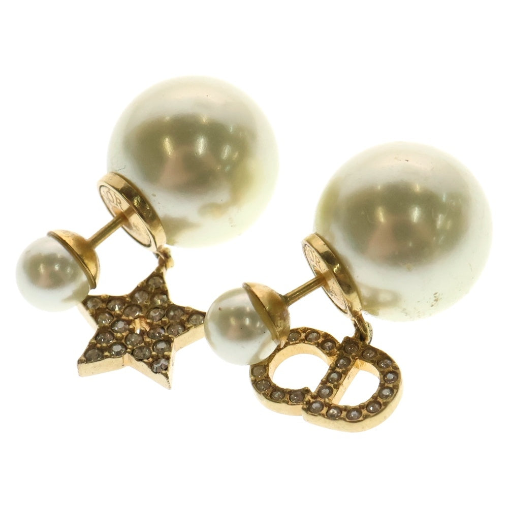Christian Dior(クリスチャンディオール) Tribales CDロゴ ライトストーン スター パール ピアス ゴールド