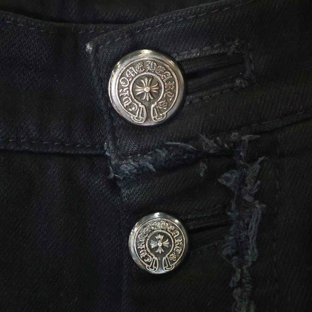CHROME HEARTS(クロムハーツ) 旧型 FATIGUE アーチロゴボタン ファティーグカーゴロングパンツ ブラック
