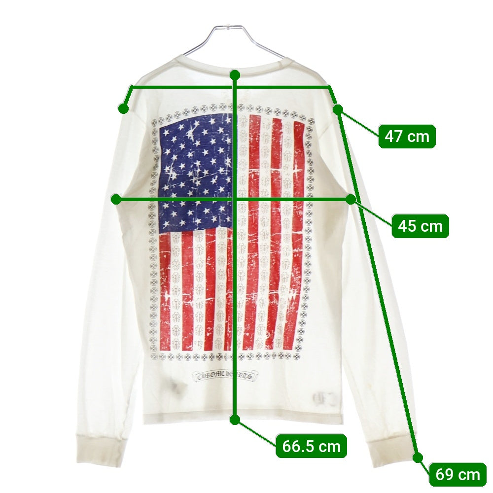 CHROME HEARTS(クロムハーツ) American Flag Tee アメリカンフラッグ 星条旗 長袖Tシャツ カットソー ロンT ホワイト