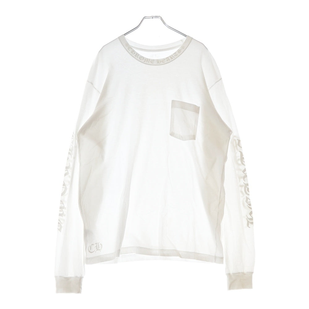 CHROME HEARTS(クロムハーツ) CH L S 1 ネックロゴ 長袖Tシャツ カットソー ロンT ホワイト