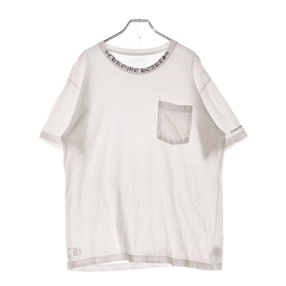 CHROME HEARTS(クロムハーツ) NECK LOGO TEE ネックロゴプリント クルーネック 半袖Tシャツ カットソー ホワイト