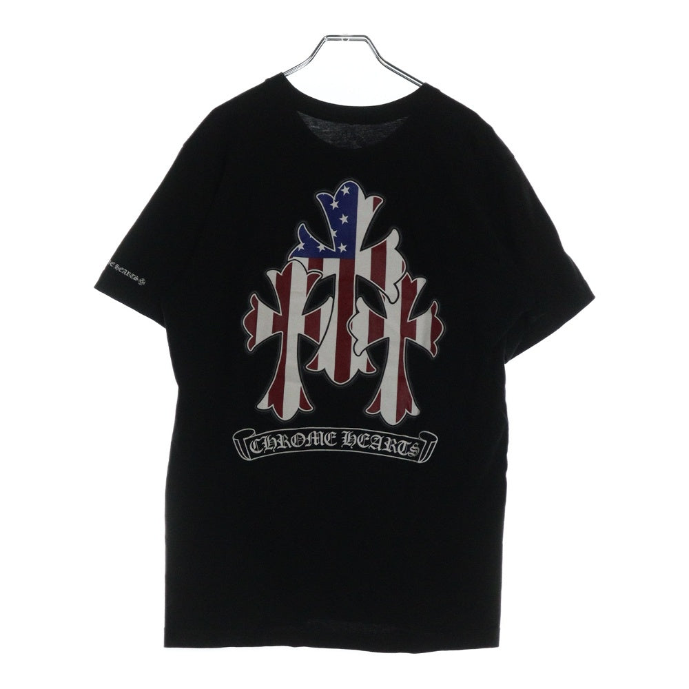 CHROME HEARTS(クロムハーツ) 3セメタリークロス アメリカンフラッグ 半袖Tシャツ カットソー ブラック