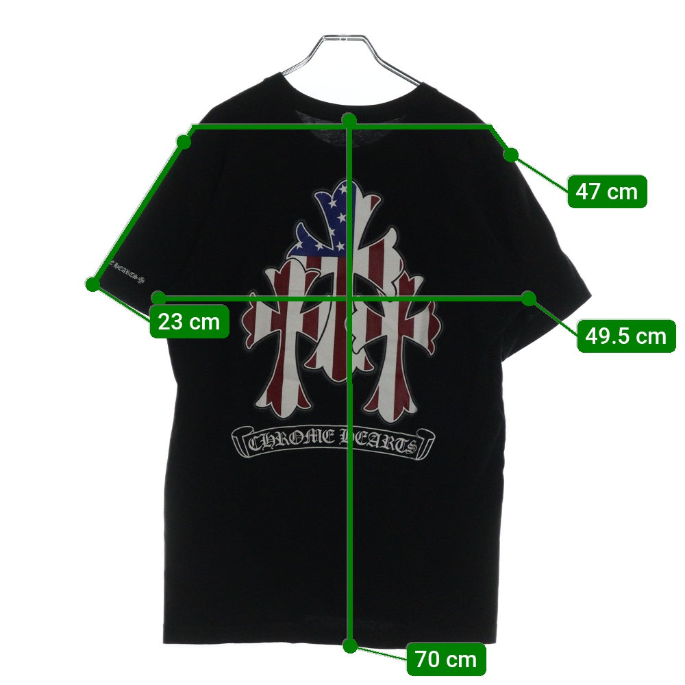 CHROME HEARTS(クロムハーツ) 3セメタリークロス アメリカンフラッグ 半袖Tシャツ カットソー ブラック