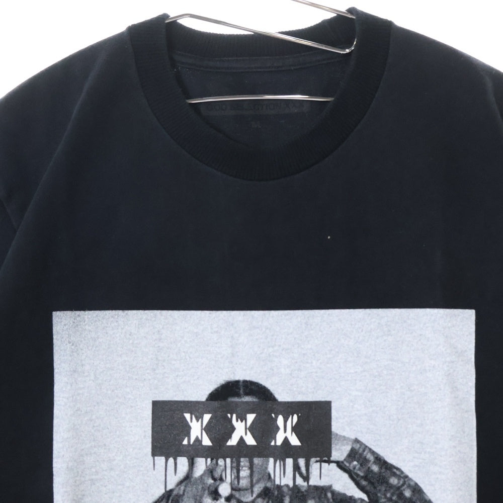 GOD SELECTION XXX(ゴッドセレクショントリプルエックス) フロント フォトプリント Tシャツ 半袖カットソー ブラック