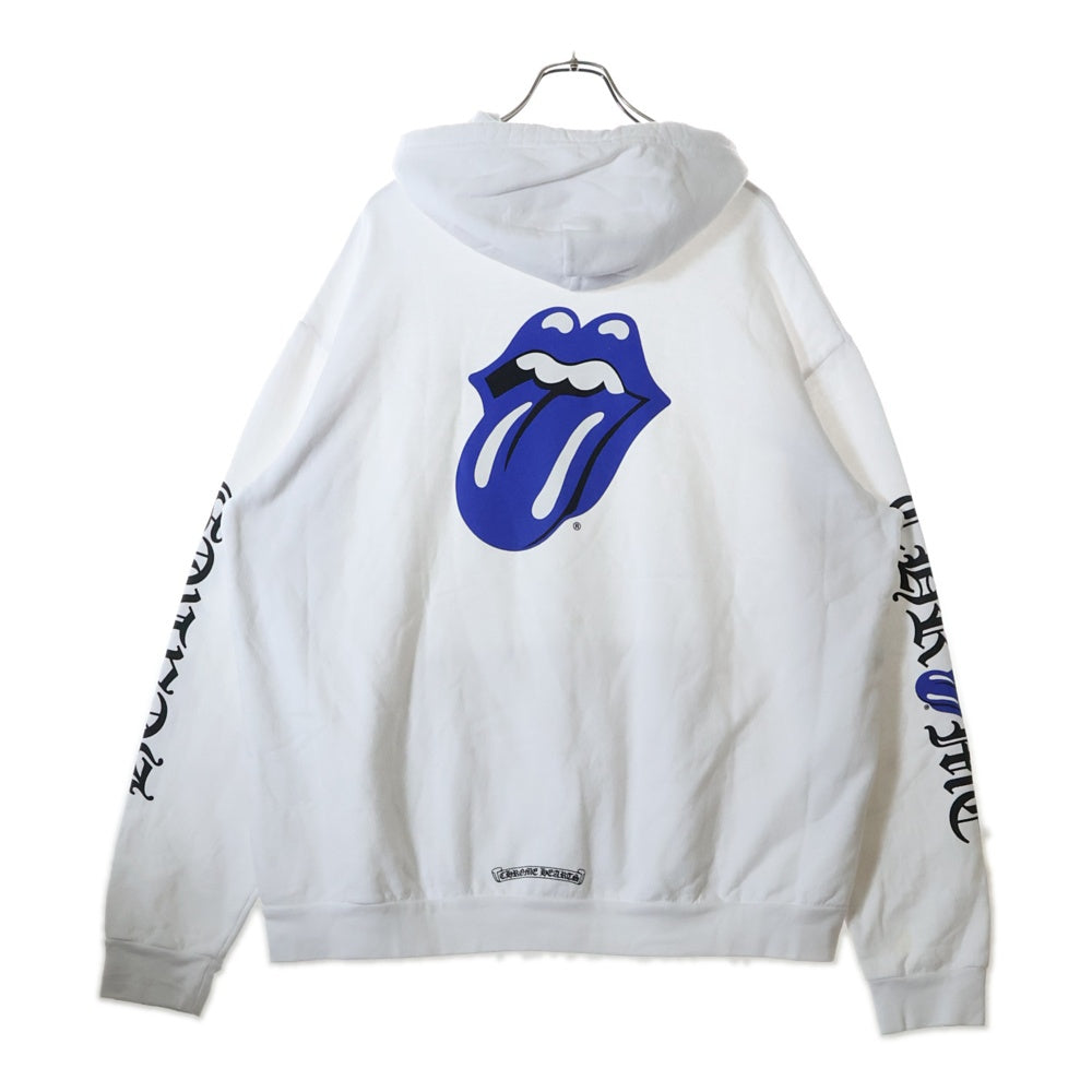 CHROME HEARTS(クロムハーツ) ×The Rolling Stones Lip And Tongue Hoodie ×ローリングストーンズ リップアンドタンフーディ プルオーバーパーカー フーディー ホワイト/ブルー