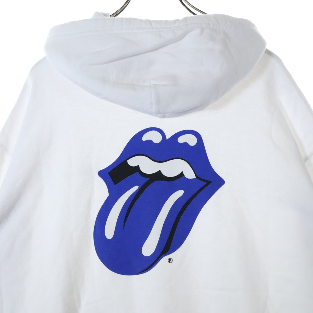 CHROME HEARTS(クロムハーツ) ×The Rolling Stones Lip And Tongue Hoodie ×ローリングストーンズ リップアンドタンフーディ プルオーバーパーカー フーディー ホワイト/ブルー
