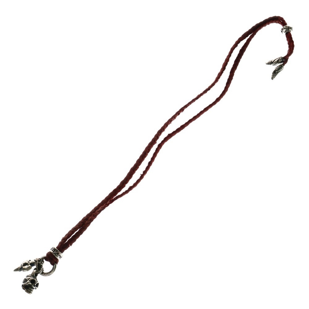 Bill Wall Leather/BWL(ビルウォールレザー) スカル&クロス レザーブレイド ネックレス シルバー/レッド