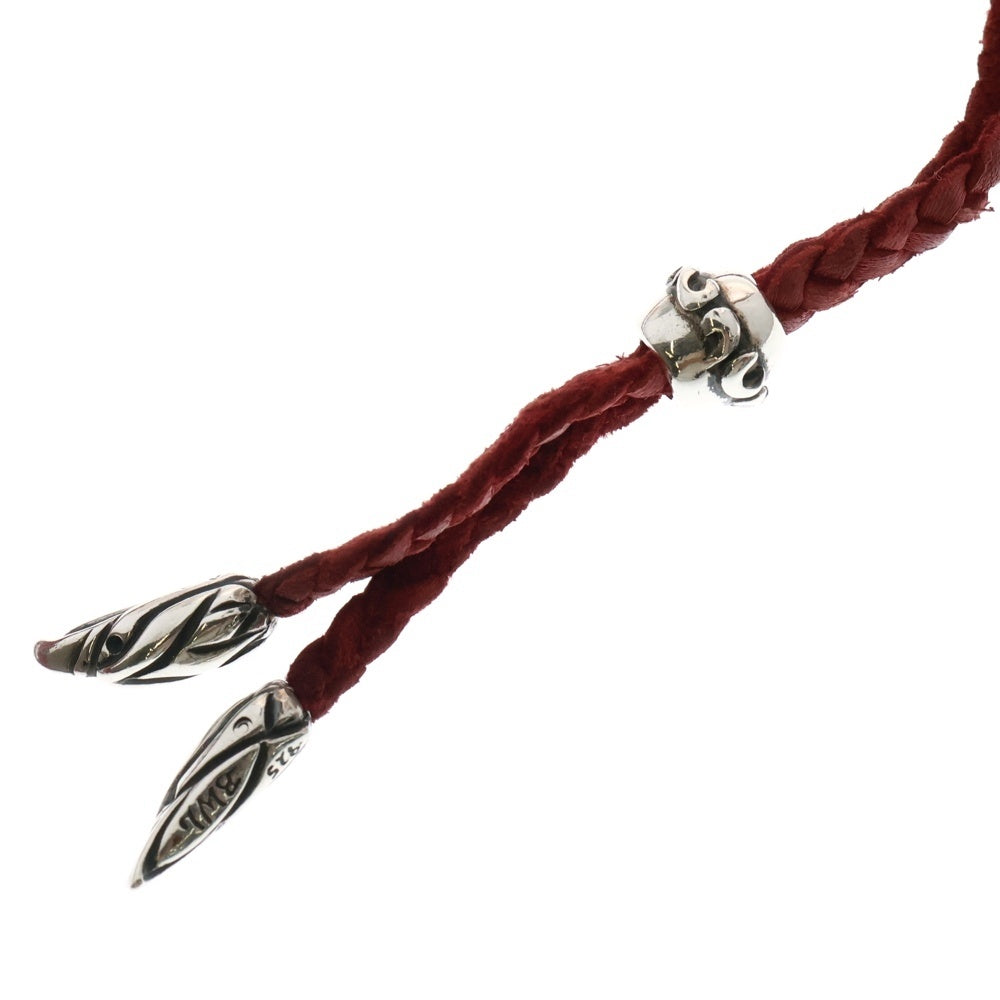 Bill Wall Leather/BWL(ビルウォールレザー) スカル&クロス レザーブレイド ネックレス シルバー/レッド