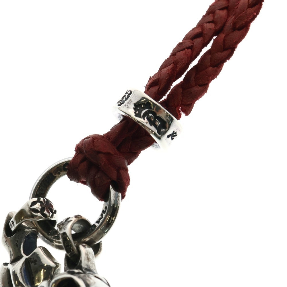 Bill Wall Leather/BWL(ビルウォールレザー) スカル&クロス レザーブレイド ネックレス シルバー/レッド
