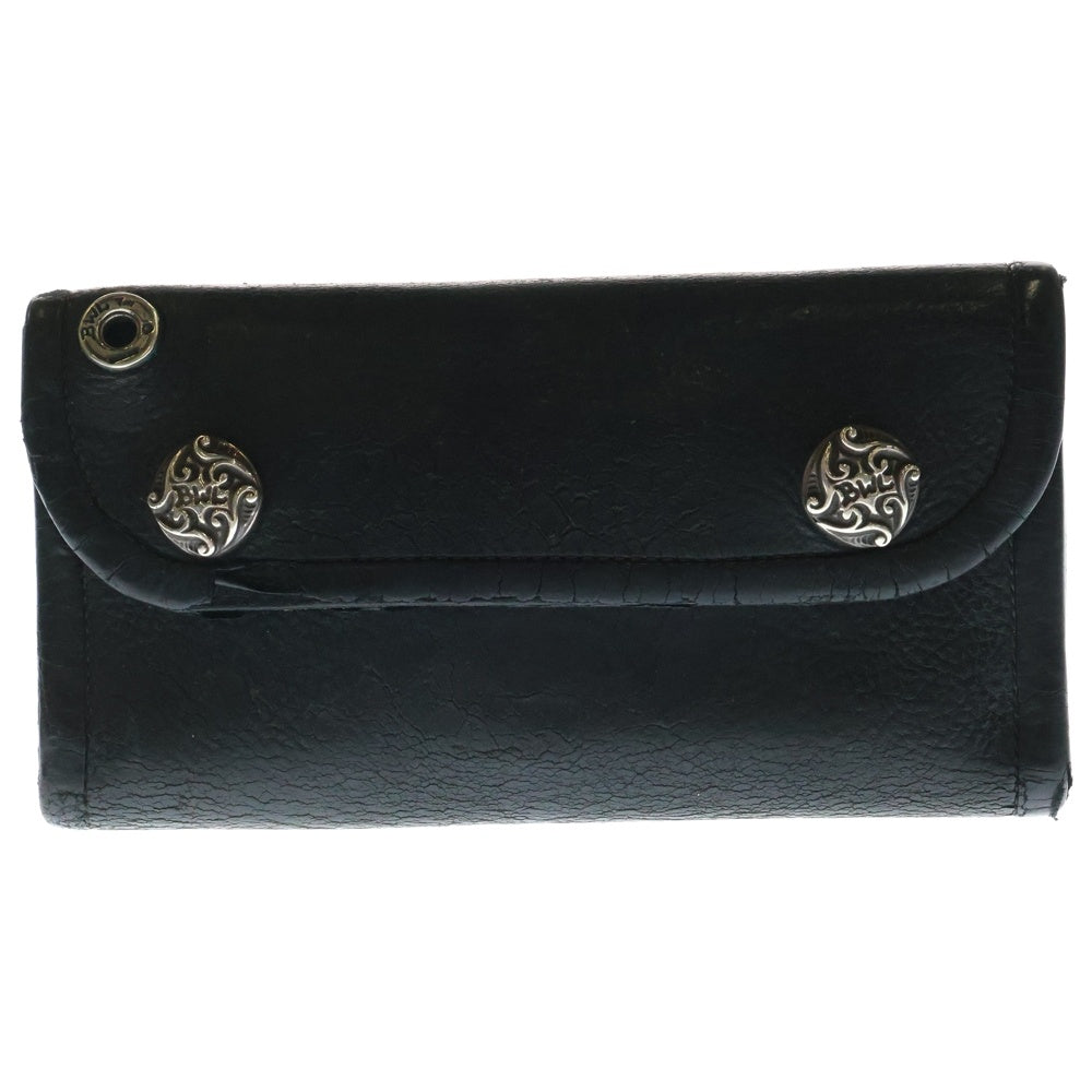 Bill Wall Leather/BWL(ビルウォールレザー) トライバルコンチョボタン ラージカレンシー レザー ウォレット 長財布 ブラック