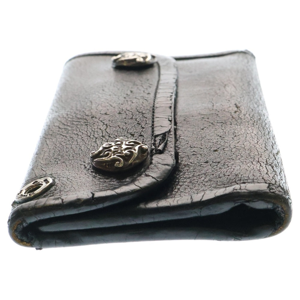 Bill Wall Leather/BWL(ビルウォールレザー) トライバルコンチョボタン ラージカレンシー レザー ウォレット 長財布 ブラック