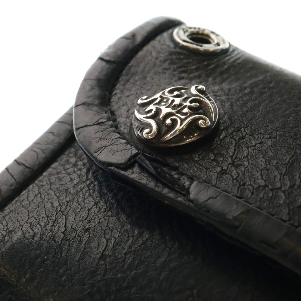 Bill Wall Leather/BWL(ビルウォールレザー) トライバルコンチョボタン ラージカレンシー レザー ウォレット 長財布 ブラック