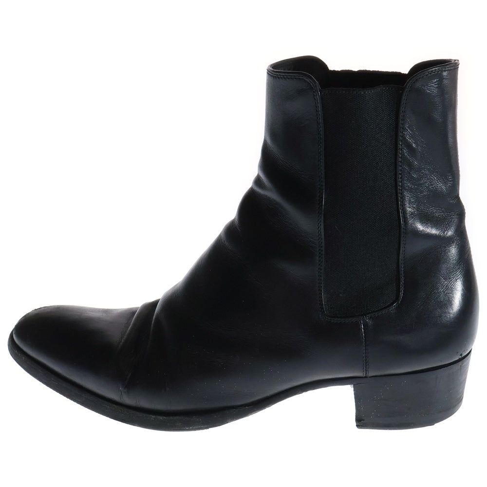 SAINT LAURENT PARIS(サンローランパリ) レザー サイドゴア ヒール ブーツ ブラック