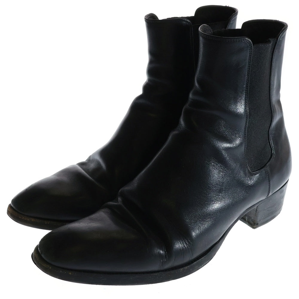 SAINT LAURENT PARIS(サンローランパリ) レザー サイドゴア ヒール ブーツ ブラック