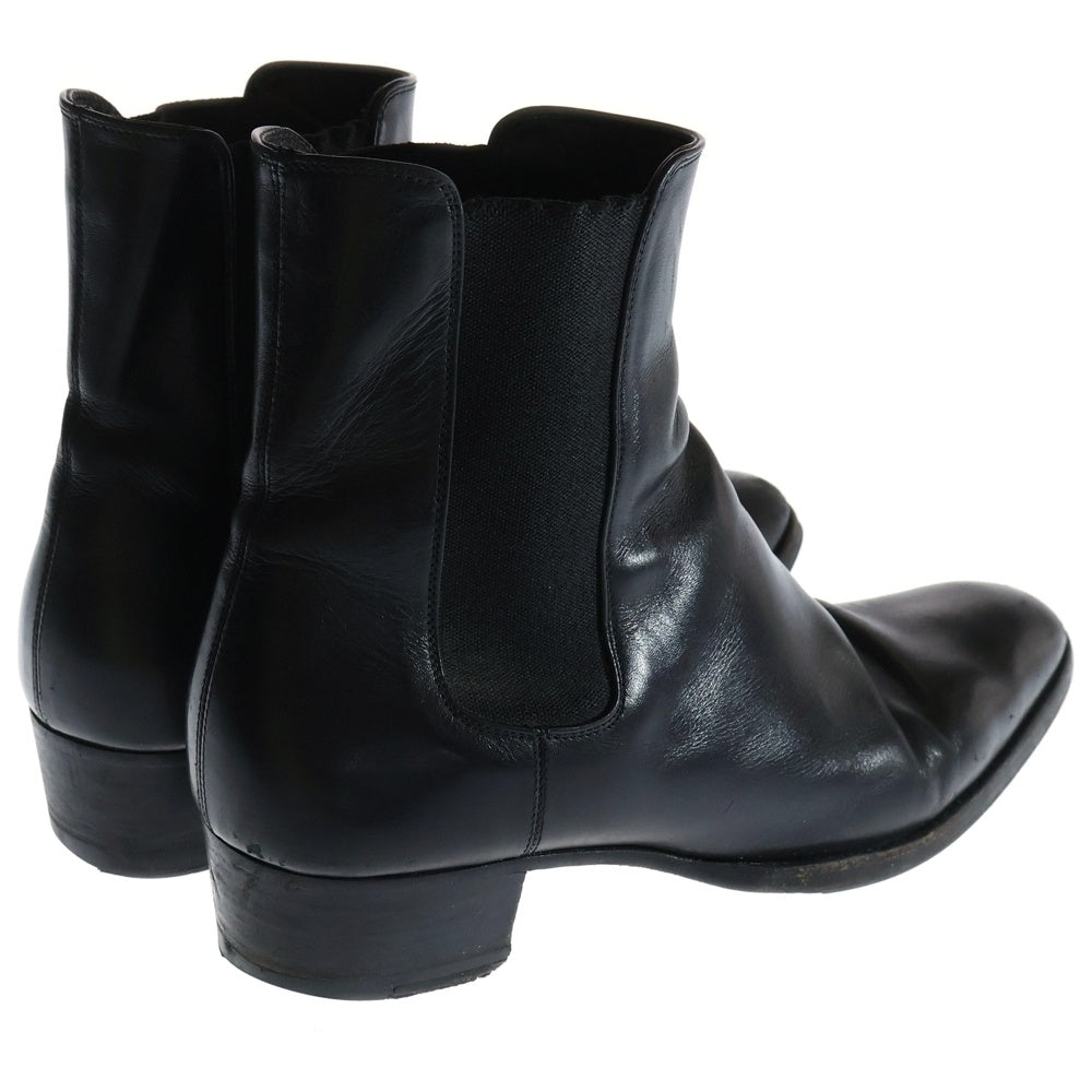 SAINT LAURENT PARIS(サンローランパリ) レザー サイドゴア ヒール ブーツ ブラック
