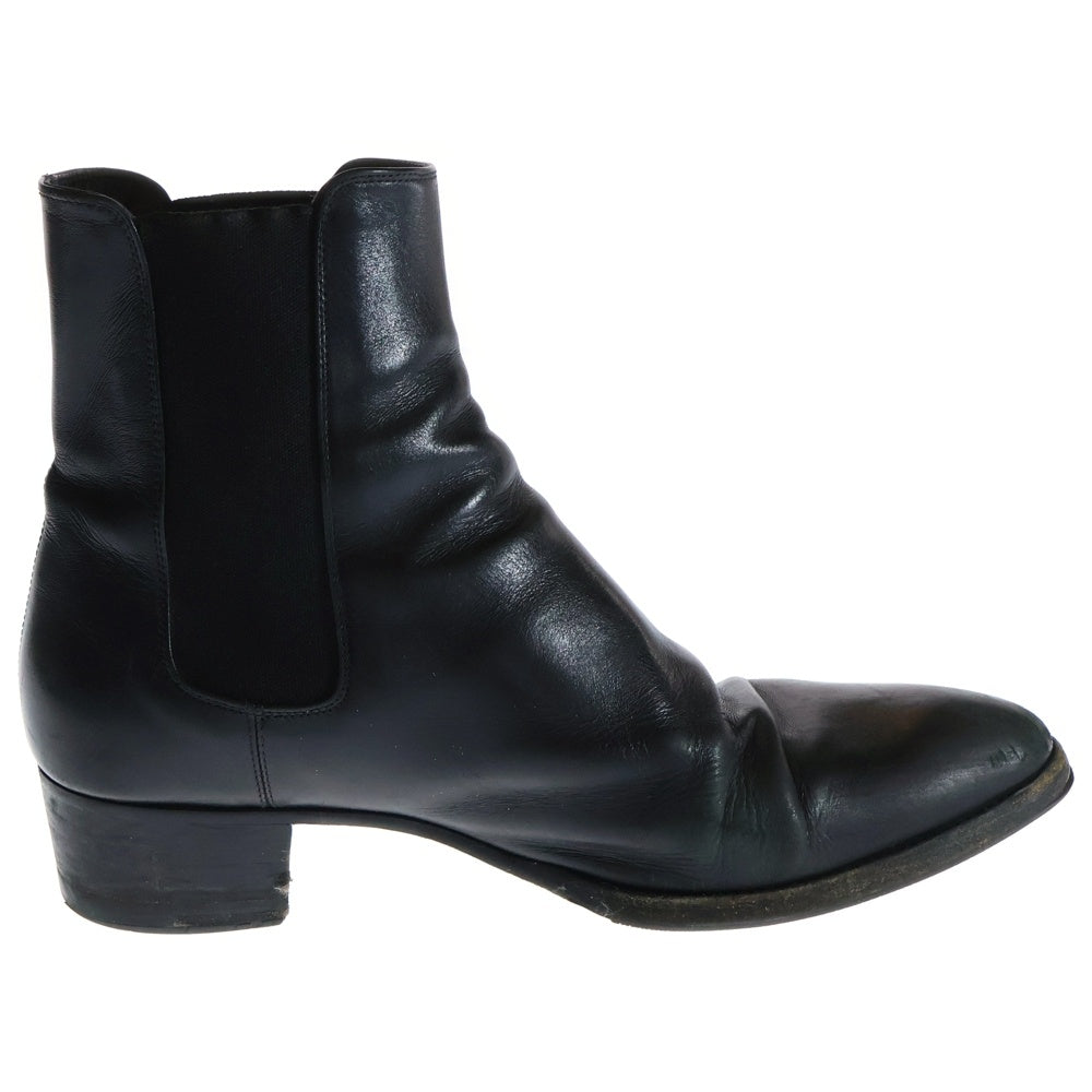 SAINT LAURENT PARIS(サンローランパリ) レザー サイドゴア ヒール ブーツ ブラック