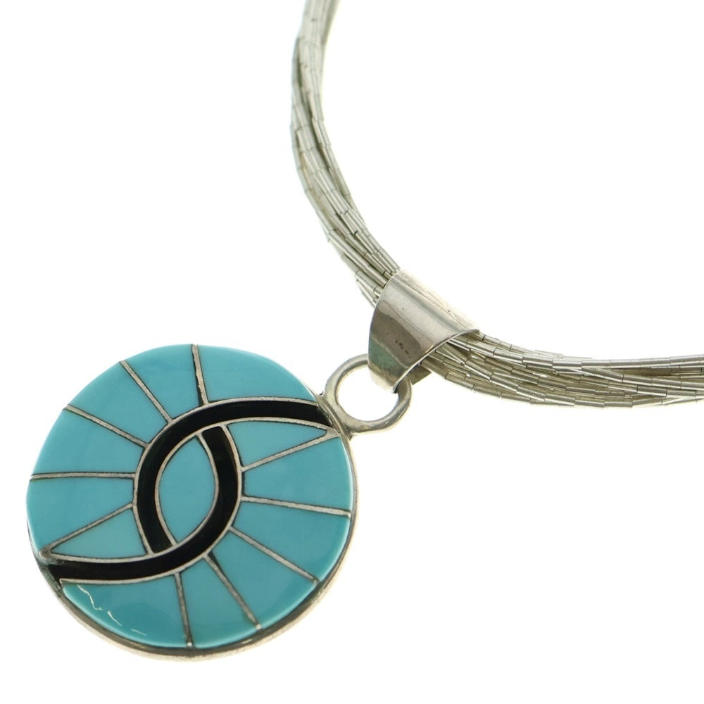 INDIAN JEWELRY(インディアンジュエリー) RB刻印 インレイ ネックレス シルバー