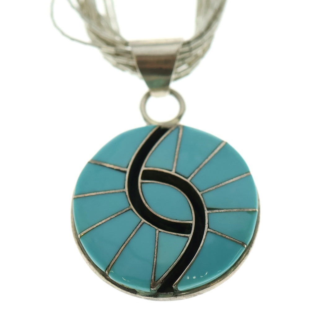 INDIAN JEWELRY(インディアンジュエリー) RB刻印 インレイ ネックレス シルバー