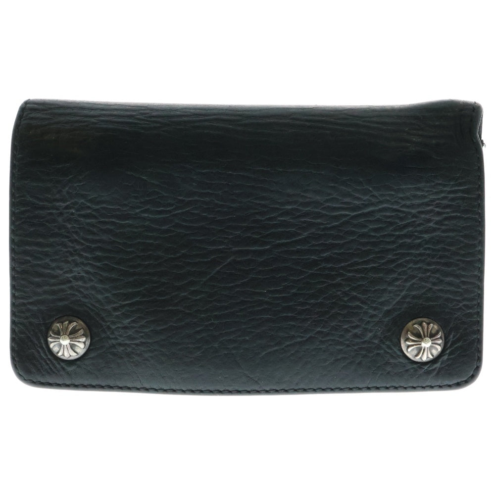 CHROME HEARTS(クロムハーツ) 1ZIP 1ジップ クロスボールボタン レザーウォレット 財布 ブラック BCA362