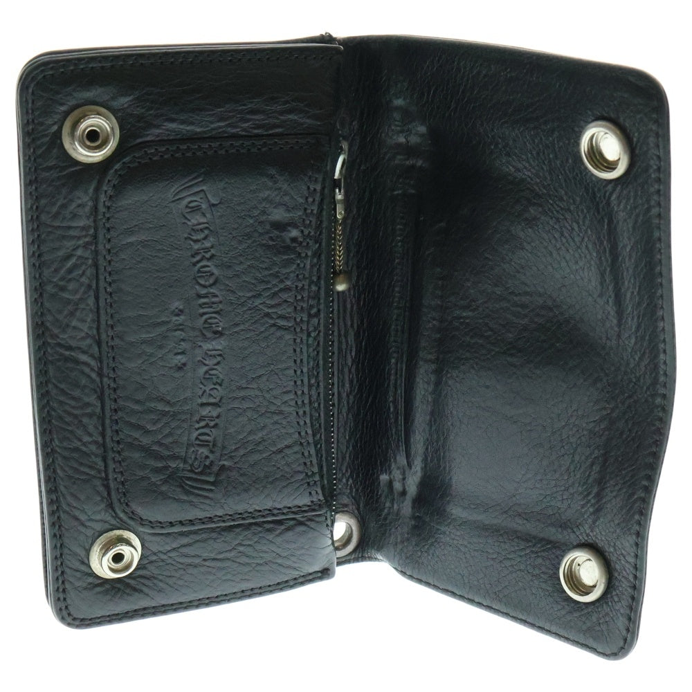 CHROME HEARTS(クロムハーツ) 1ZIP 1ジップ クロスボールボタン レザーウォレット 財布 ブラック BCA362