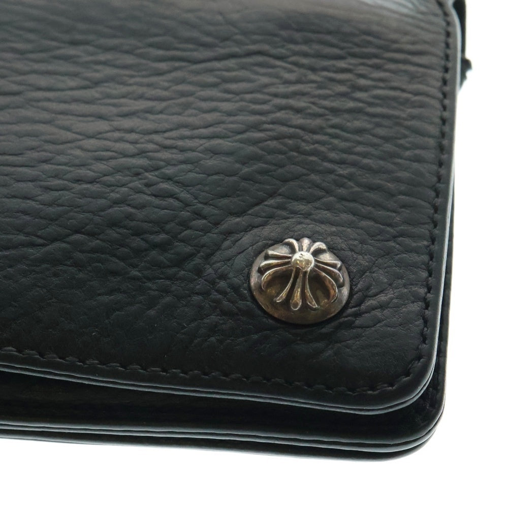 CHROME HEARTS(クロムハーツ) 1ZIP 1ジップ クロスボールボタン レザーウォレット 財布 ブラック BCA362