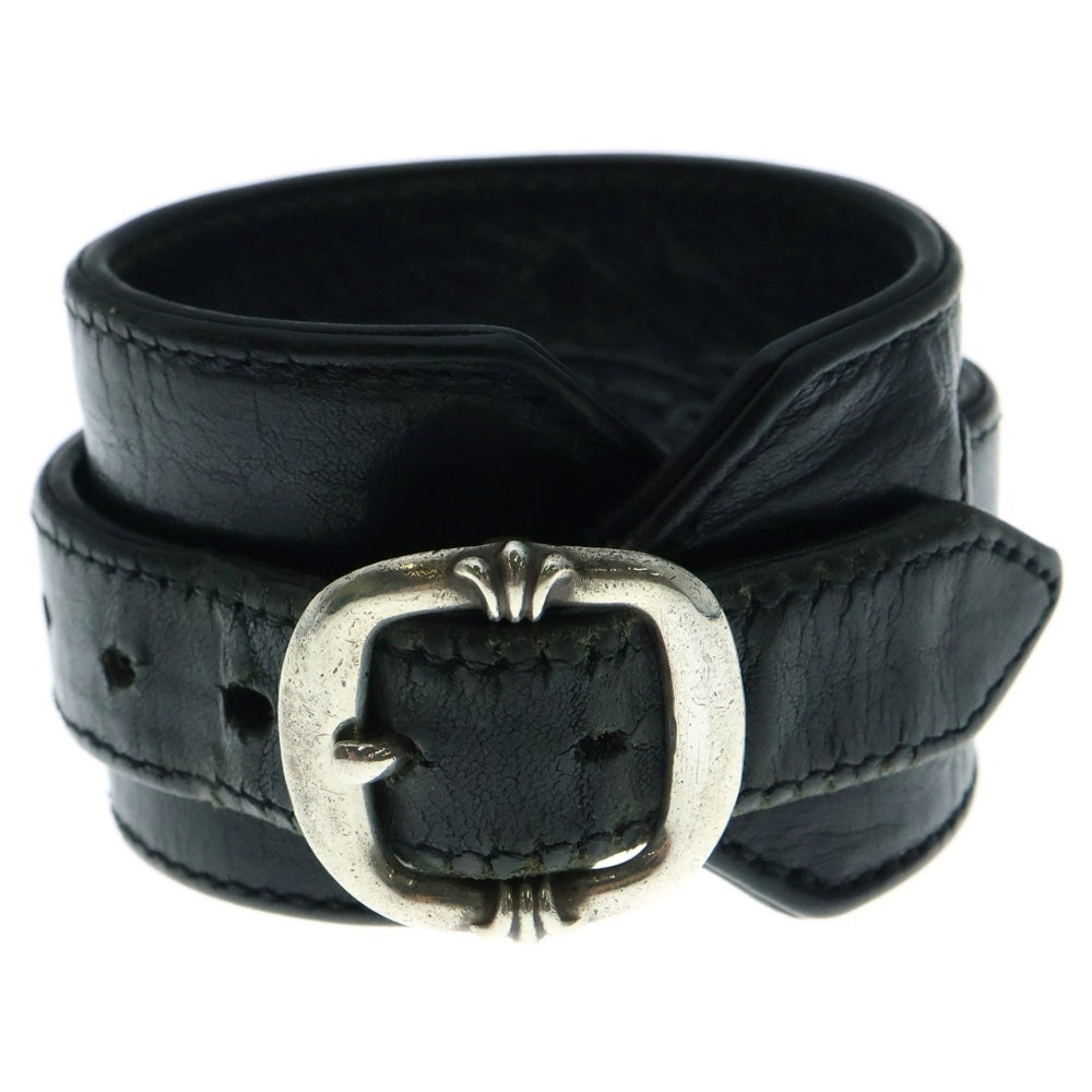 CHROME HEARTS(クロムハーツ) R&R TINY BUCKLE ガンスリンガータイニーバックルレザーブレスレット ブラック