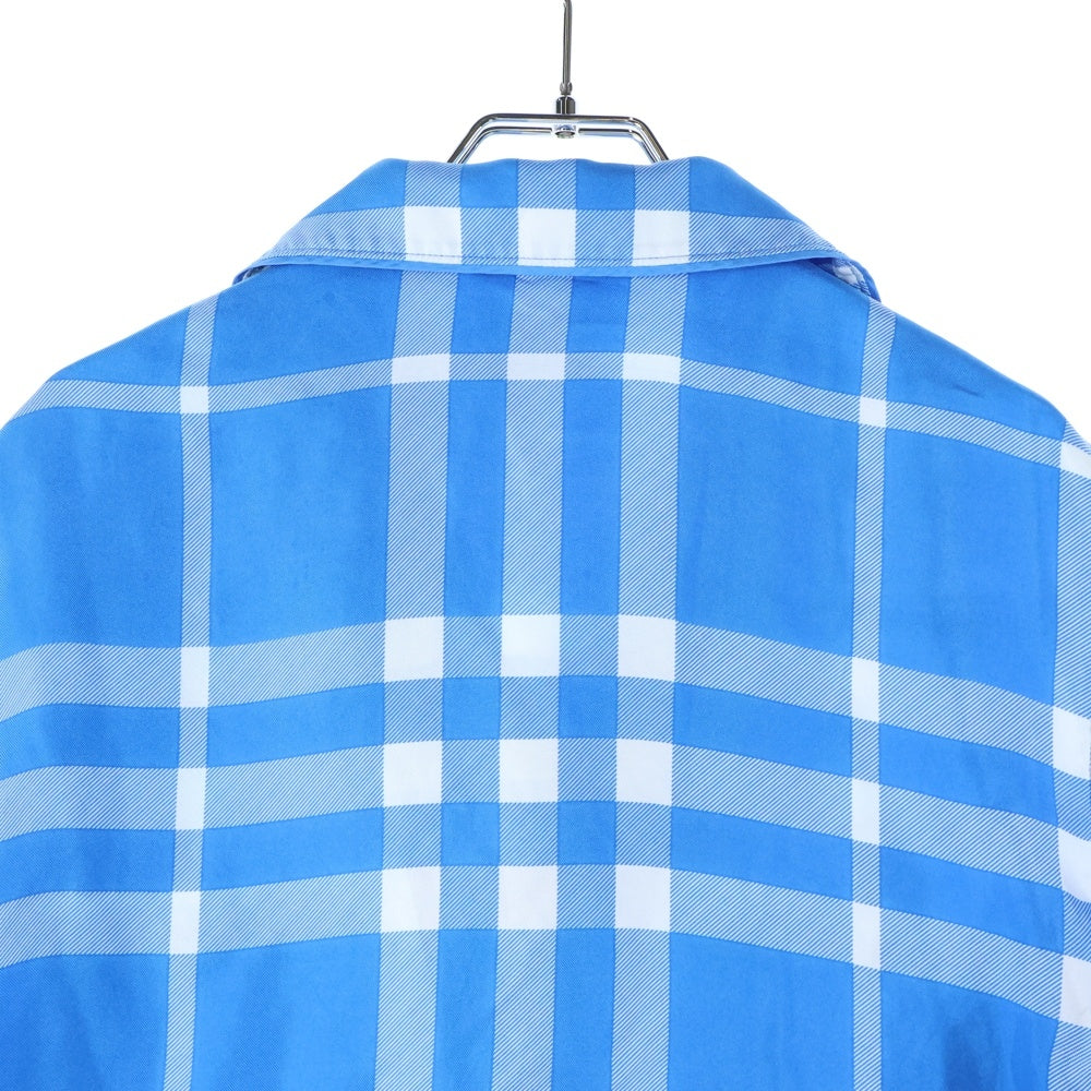BURBERRY(バーバリー) バーバリーチェック柄 シルク半袖シャツ ブルー 8065819